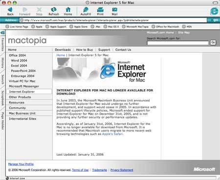 internet explorer for mac os x